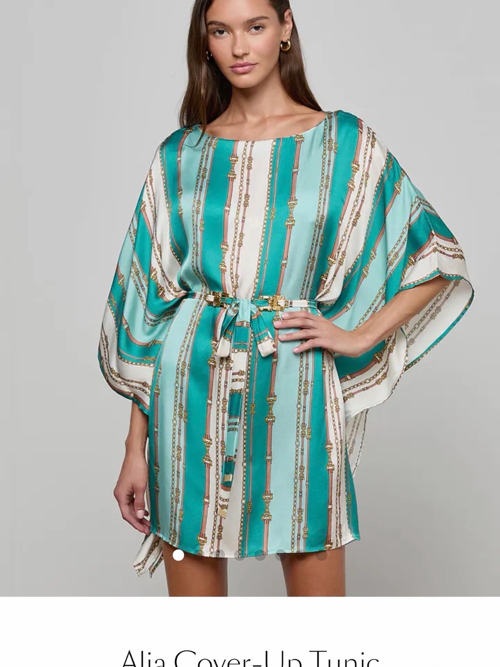 NWT LAGENCE Teal & Ivory Striped Cover-Up Tunic